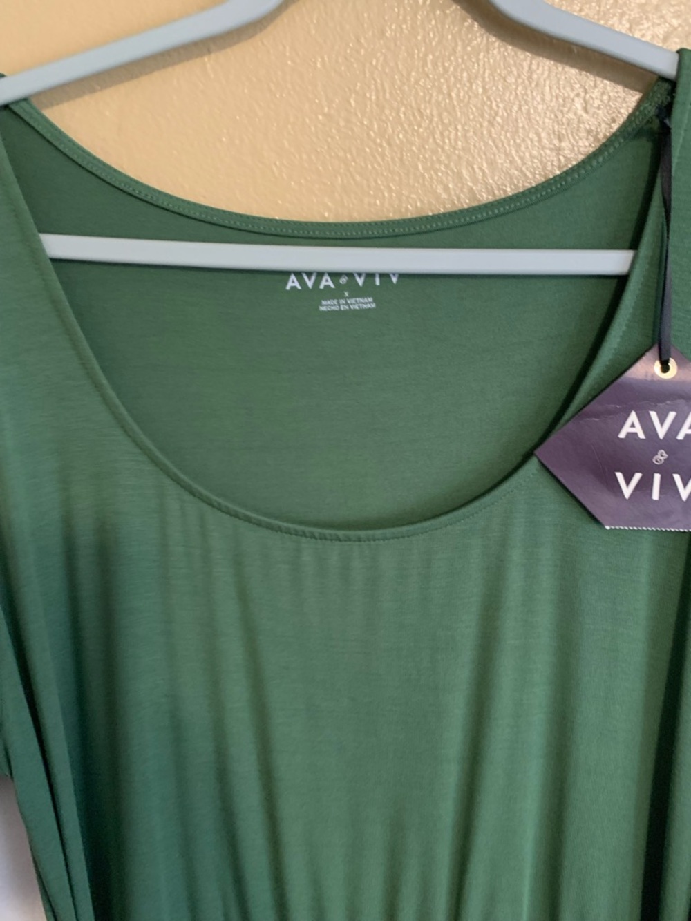 Ava & Viv Olive Green Midi Dress with Side Tie - Picture 4 of 5